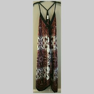 FLOWY PAISLEY BOHO SILKY MAXI DRESS XL EARTHBOUND
